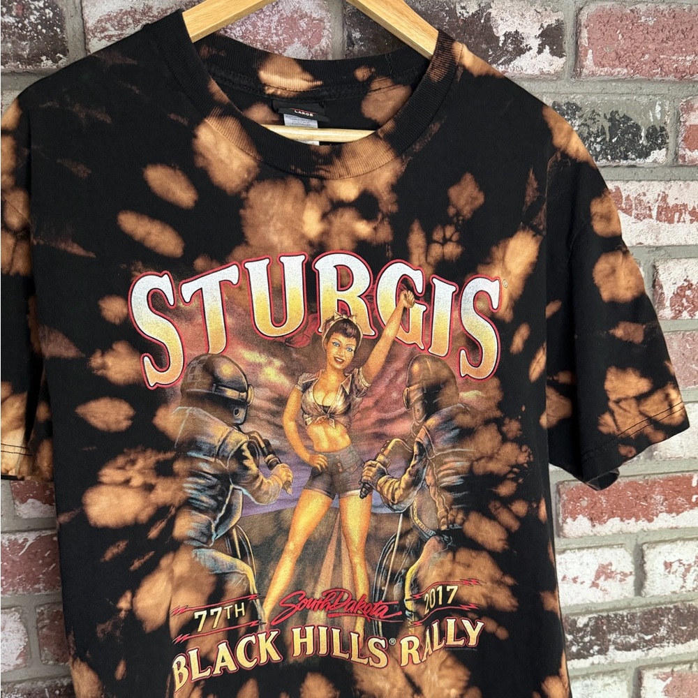 Sturgis Black Hills Rally South Dakota 77th Anniversary bleach spiral tiedye tee